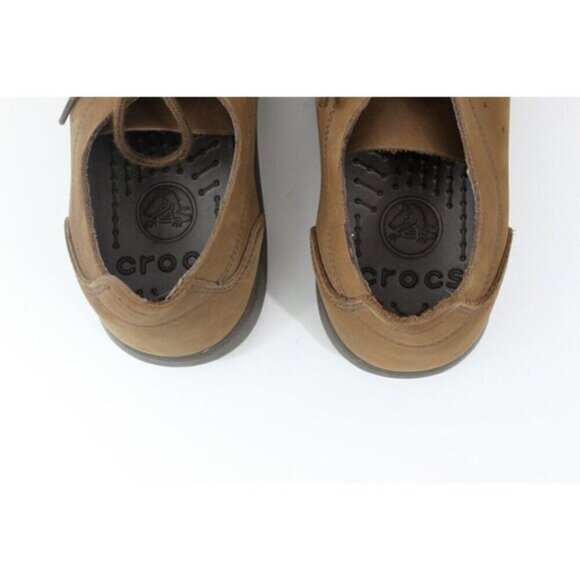 Crocs Men Shoes Venture Loafer Casual Lace Up Nubuck Leather Brown Size 10 - Picture 4 of 15